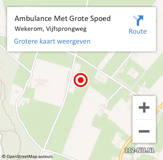 Locatie op kaart van de 112 melding: Ambulance Met Grote Spoed Naar Wekerom, Vijfsprongweg op 29 januari 2023 01:58