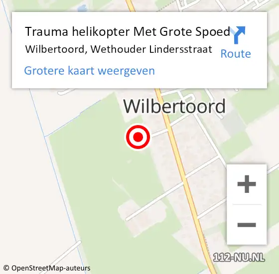 Locatie op kaart van de 112 melding: Trauma helikopter Met Grote Spoed Naar Wilbertoord, Wethouder Lindersstraat op 29 januari 2023 03:21