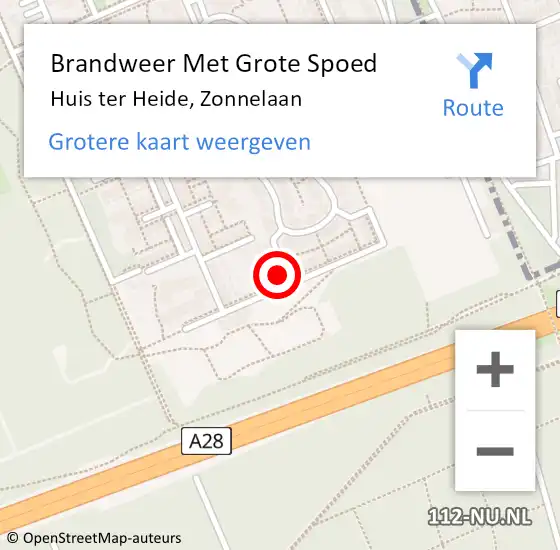 Locatie op kaart van de 112 melding: Brandweer Met Grote Spoed Naar Huis ter Heide, Zonnelaan op 29 januari 2023 03:23