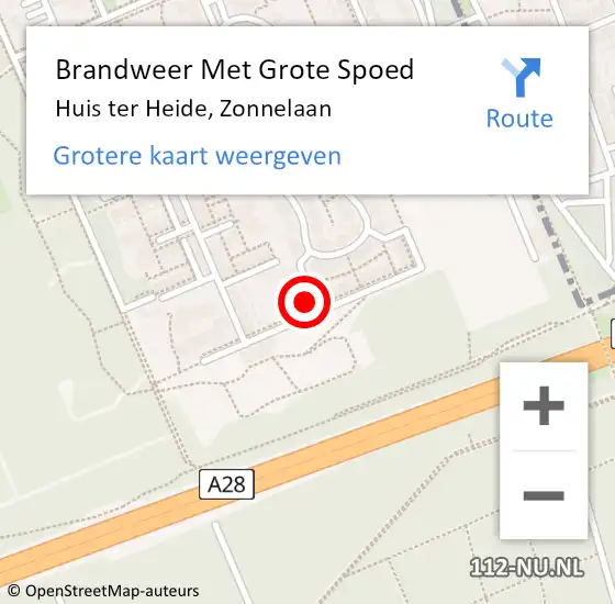 Locatie op kaart van de 112 melding: Brandweer Met Grote Spoed Naar Huis ter Heide, Zonnelaan op 29 januari 2023 03:35