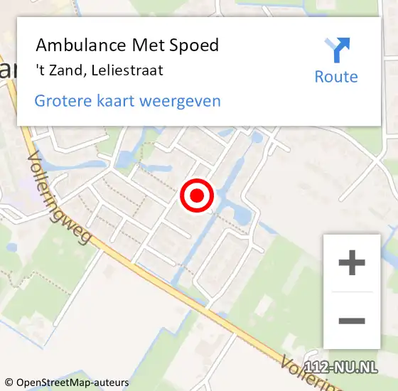 Locatie op kaart van de 112 melding: Ambulance Met Spoed Naar 't Zand, Leliestraat op 29 januari 2023 03:44