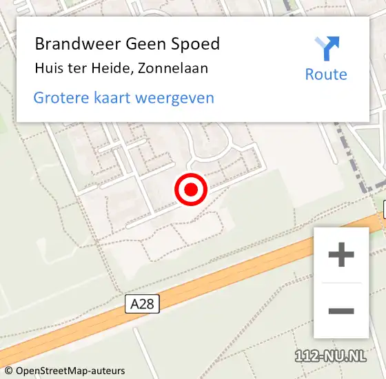 Locatie op kaart van de 112 melding: Brandweer Geen Spoed Naar Huis ter Heide, Zonnelaan op 29 januari 2023 03:44