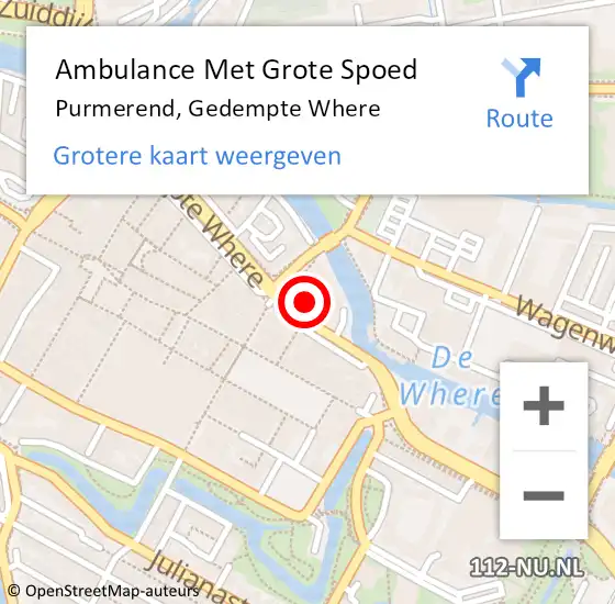 Locatie op kaart van de 112 melding: Ambulance Met Grote Spoed Naar Purmerend, Gedempte Where op 29 januari 2023 03:45