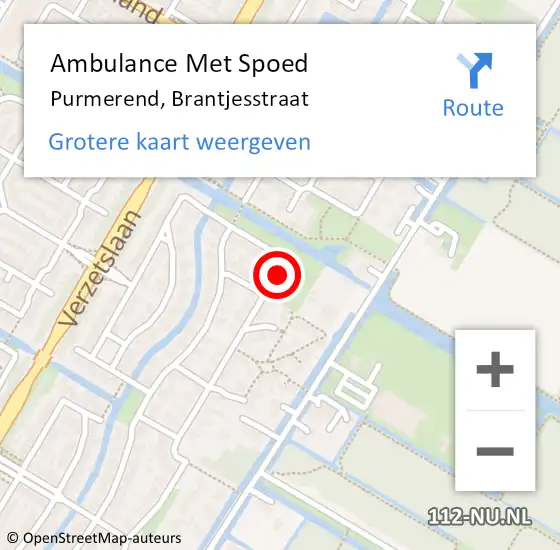 Locatie op kaart van de 112 melding: Ambulance Met Spoed Naar Purmerend, Brantjesstraat op 29 januari 2023 06:12