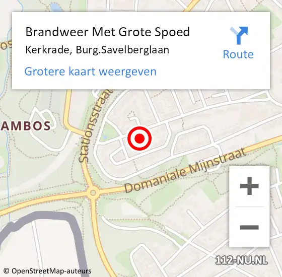 Locatie op kaart van de 112 melding: Brandweer Met Grote Spoed Naar Kerkrade, Burg.Savelberglaan op 29 januari 2023 06:14