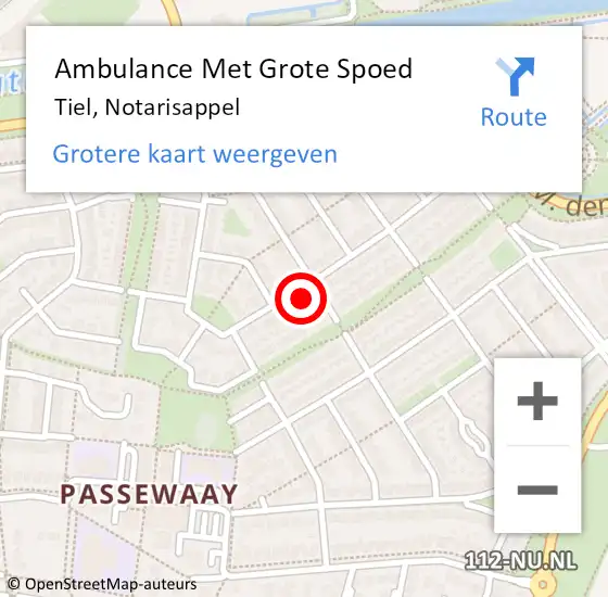 Locatie op kaart van de 112 melding: Ambulance Met Grote Spoed Naar Tiel, Notarisappel op 29 januari 2023 06:25