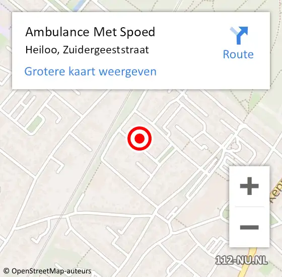 Locatie op kaart van de 112 melding: Ambulance Met Spoed Naar Heiloo, Zuidergeeststraat op 29 januari 2023 06:53