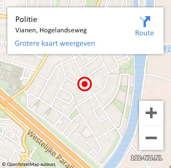 Locatie op kaart van de 112 melding: Politie Vianen, Hogelandseweg op 29 januari 2023 08:06