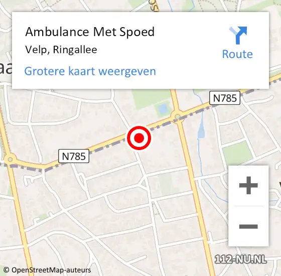 Locatie op kaart van de 112 melding: Ambulance Met Spoed Naar Velp, Ringallee op 29 januari 2023 08:14