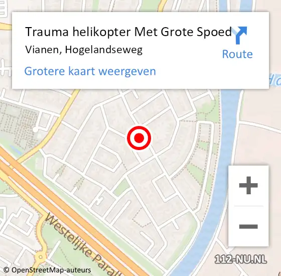 Locatie op kaart van de 112 melding: Trauma helikopter Met Grote Spoed Naar Vianen, Hogelandseweg op 29 januari 2023 08:15