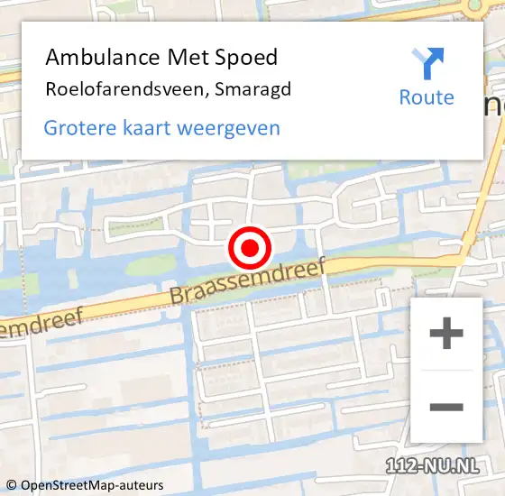 Locatie op kaart van de 112 melding: Ambulance Met Spoed Naar Roelofarendsveen, Smaragd op 29 januari 2023 08:51