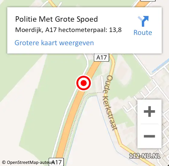 Locatie op kaart van de 112 melding: Politie Met Grote Spoed Naar Moerdijk, A17 hectometerpaal: 13,8 op 29 januari 2023 08:55