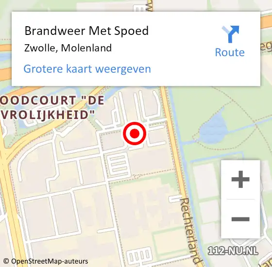 Locatie op kaart van de 112 melding: Brandweer Met Spoed Naar Zwolle, Molenland op 29 januari 2023 09:34