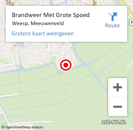 Locatie op kaart van de 112 melding: Brandweer Met Grote Spoed Naar Weesp, Meeuwenveld op 29 januari 2023 09:36