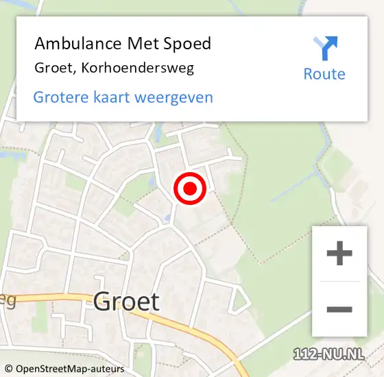 Locatie op kaart van de 112 melding: Ambulance Met Spoed Naar Groet, Korhoendersweg op 29 januari 2023 09:38