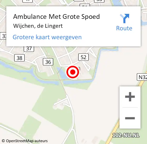 Locatie op kaart van de 112 melding: Ambulance Met Grote Spoed Naar Wijchen, de Lingert op 29 januari 2023 10:37