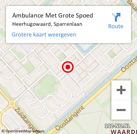 Locatie op kaart van de 112 melding: Ambulance Met Grote Spoed Naar Heerhugowaard, Sparrenlaan op 29 januari 2023 10:52