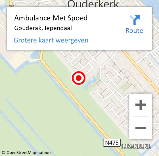 Locatie op kaart van de 112 melding: Ambulance Met Spoed Naar Gouderak, Iependaal op 29 januari 2023 11:13
