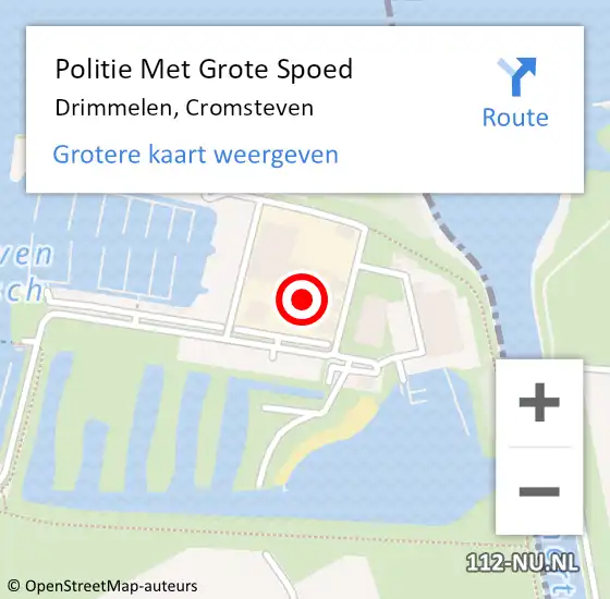 Locatie op kaart van de 112 melding: Politie Met Grote Spoed Naar Drimmelen, Cromsteven op 29 januari 2023 11:19