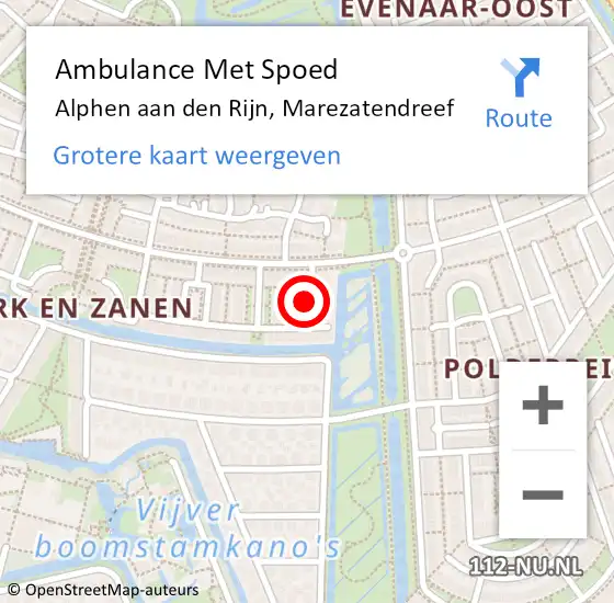 Locatie op kaart van de 112 melding: Ambulance Met Spoed Naar Alphen aan den Rijn, Marezatendreef op 29 januari 2023 11:57