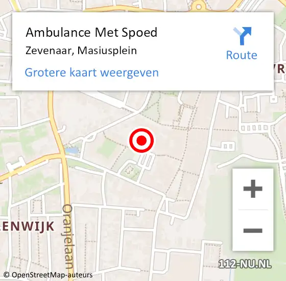 Locatie op kaart van de 112 melding: Ambulance Met Spoed Naar Zevenaar, Masiusplein op 29 januari 2023 12:05