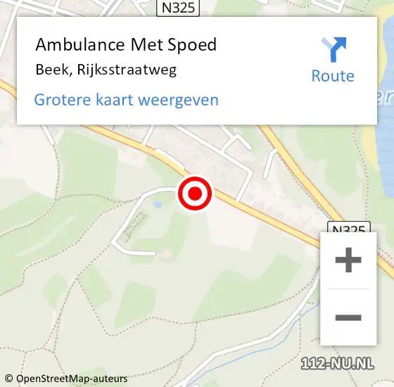 Locatie op kaart van de 112 melding: Ambulance Met Spoed Naar Beek, Rijksstraatweg op 29 januari 2023 12:10