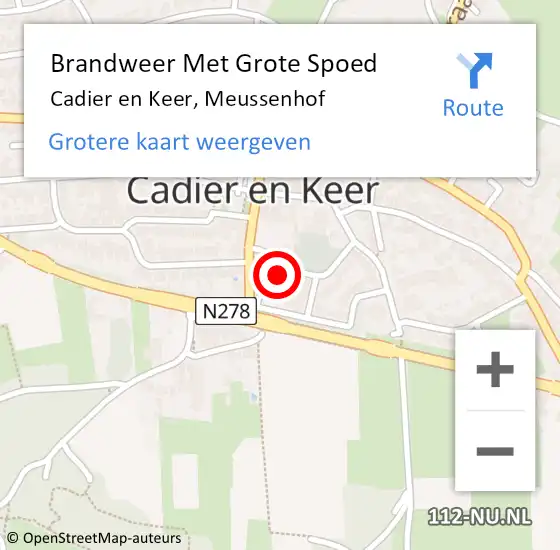 Locatie op kaart van de 112 melding: Brandweer Met Grote Spoed Naar Cadier en Keer, Meussenhof op 29 januari 2023 12:14