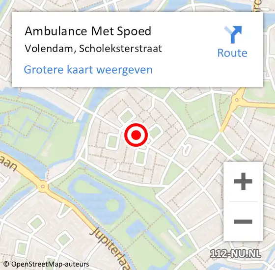 Locatie op kaart van de 112 melding: Ambulance Met Spoed Naar Volendam, Scholeksterstraat op 29 januari 2023 12:22
