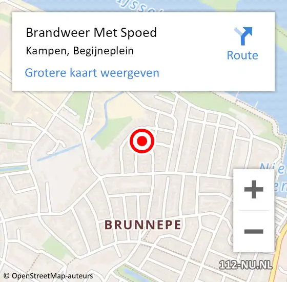 Locatie op kaart van de 112 melding: Brandweer Met Spoed Naar Kampen, Begijneplein op 29 januari 2023 12:25