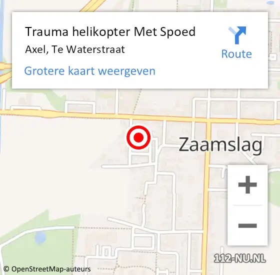 Locatie op kaart van de 112 melding: Trauma helikopter Met Spoed Naar Axel, Te Waterstraat op 29 januari 2023 12:35