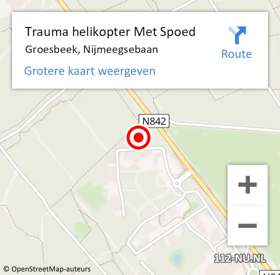 Locatie op kaart van de 112 melding: Trauma helikopter Met Spoed Naar Groesbeek, Nijmeegsebaan op 29 januari 2023 12:49