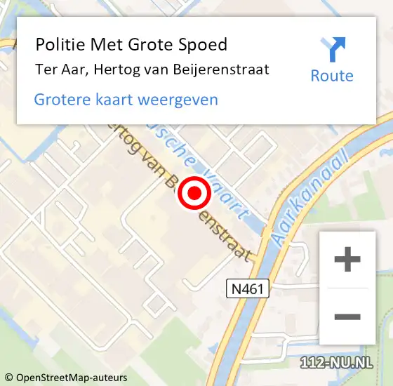 Locatie op kaart van de 112 melding: Politie Met Grote Spoed Naar Ter Aar, Hertog van Beijerenstraat op 29 januari 2023 13:10