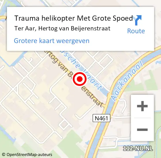Locatie op kaart van de 112 melding: Trauma helikopter Met Grote Spoed Naar Ter Aar, Hertog van Beijerenstraat op 29 januari 2023 13:13