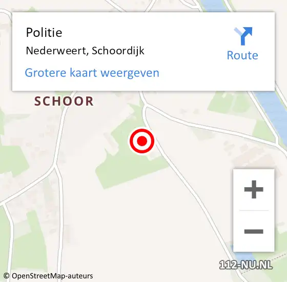 Locatie op kaart van de 112 melding: Politie Nederweert, Schoordijk op 29 januari 2023 13:18