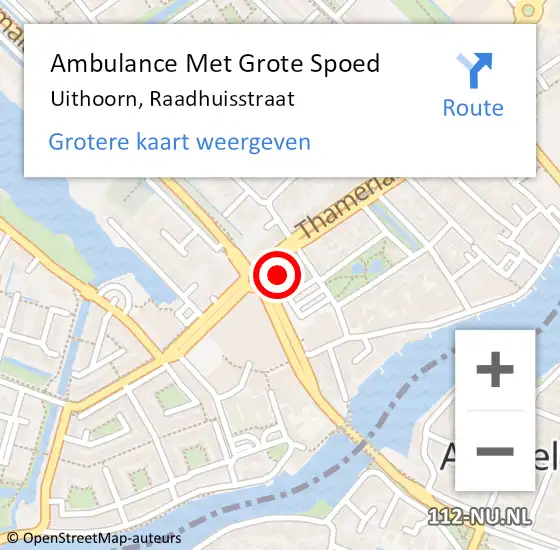 Locatie op kaart van de 112 melding: Ambulance Met Grote Spoed Naar Uithoorn, Raadhuisstraat op 29 januari 2023 13:21