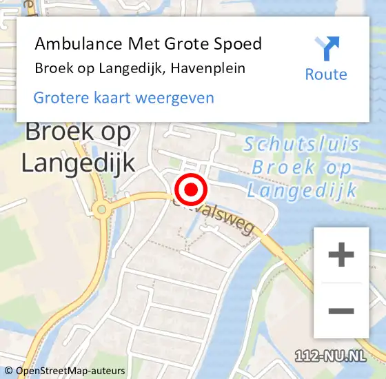 Locatie op kaart van de 112 melding: Ambulance Met Grote Spoed Naar Broek op Langedijk, Havenplein op 29 januari 2023 13:22