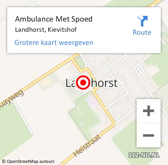 Locatie op kaart van de 112 melding: Ambulance Met Spoed Naar Landhorst, Kievitshof op 13 augustus 2014 19:59