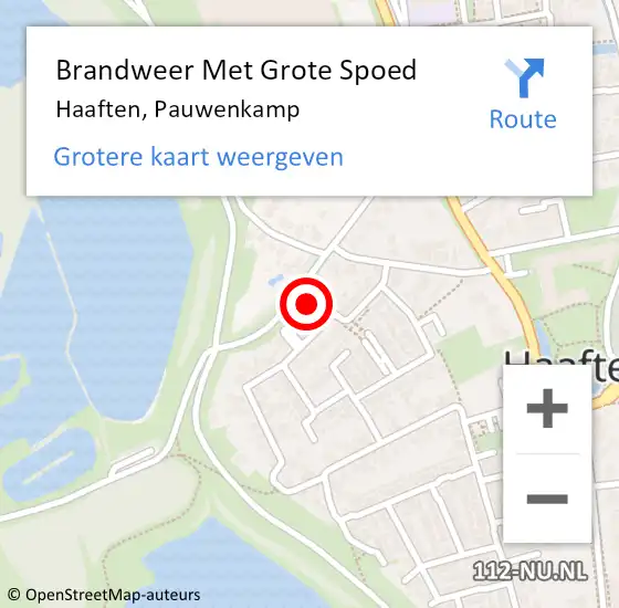 Locatie op kaart van de 112 melding: Brandweer Met Grote Spoed Naar Haaften, Pauwenkamp op 29 januari 2023 13:52