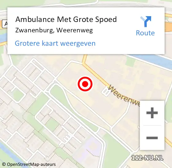 Locatie op kaart van de 112 melding: Ambulance Met Grote Spoed Naar Zwanenburg, Weerenweg op 29 januari 2023 14:35