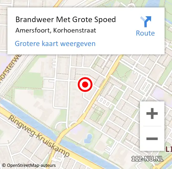 Locatie op kaart van de 112 melding: Brandweer Met Grote Spoed Naar Amersfoort, Korhoenstraat op 29 januari 2023 14:53