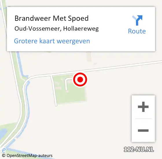 Locatie op kaart van de 112 melding: Brandweer Met Spoed Naar Oud-Vossemeer, Hollaereweg op 29 januari 2023 14:55