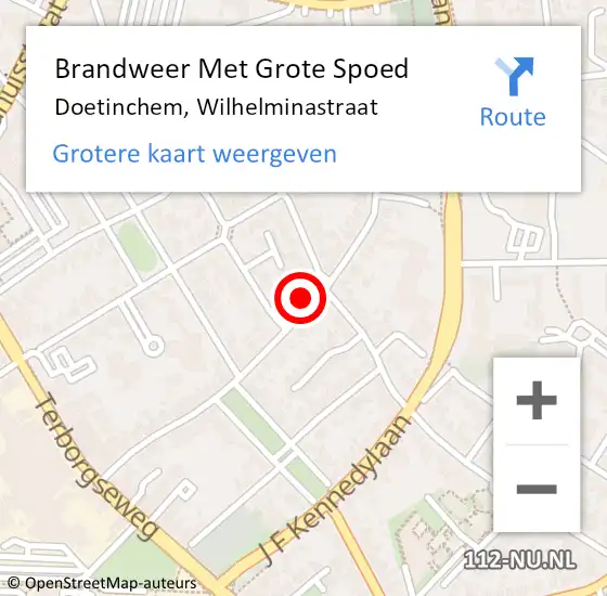 Locatie op kaart van de 112 melding: Brandweer Met Grote Spoed Naar Doetinchem, Wilhelminastraat op 29 januari 2023 15:24