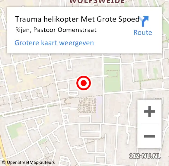 Locatie op kaart van de 112 melding: Trauma helikopter Met Grote Spoed Naar Rijen, Pastoor Oomenstraat op 29 januari 2023 15:30