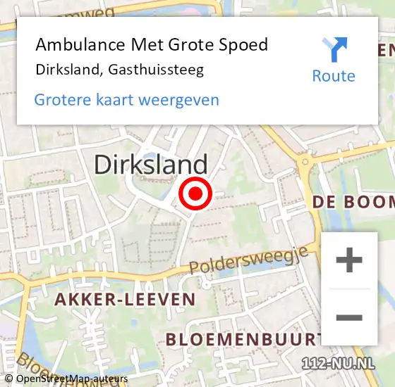 Locatie op kaart van de 112 melding: Ambulance Met Grote Spoed Naar Dirksland, Gasthuissteeg op 29 januari 2023 15:35