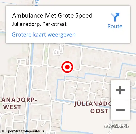 Locatie op kaart van de 112 melding: Ambulance Met Grote Spoed Naar Julianadorp, Parkstraat op 29 januari 2023 15:39