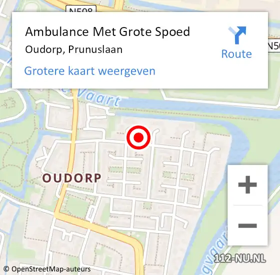 Locatie op kaart van de 112 melding: Ambulance Met Grote Spoed Naar Oudorp, Prunuslaan op 29 januari 2023 15:45