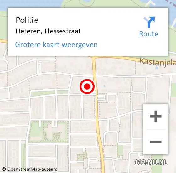 Locatie op kaart van de 112 melding: Politie Heteren, Flessestraat op 29 januari 2023 16:01