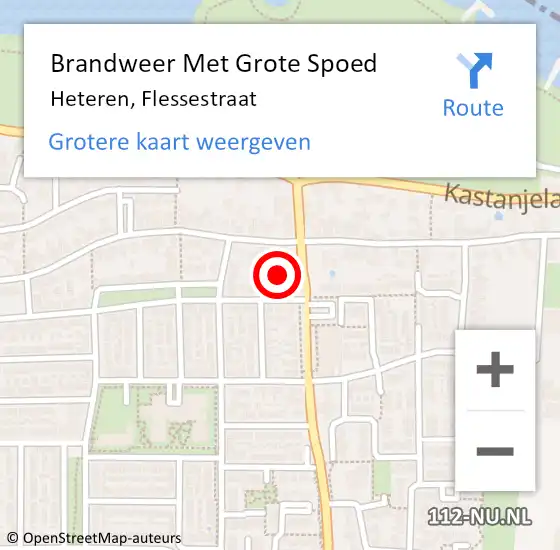 Locatie op kaart van de 112 melding: Brandweer Met Grote Spoed Naar Heteren, Flessestraat op 29 januari 2023 16:01