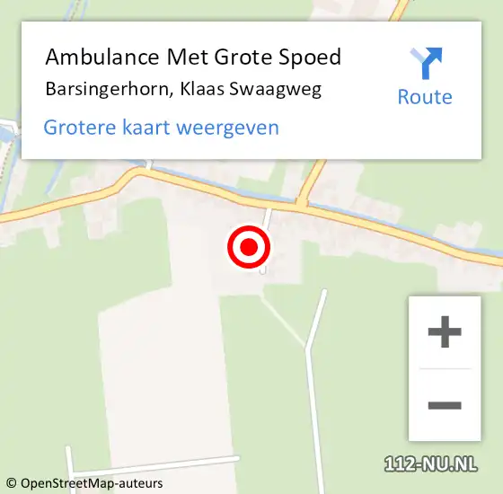 Locatie op kaart van de 112 melding: Ambulance Met Grote Spoed Naar Barsingerhorn, Klaas Swaagweg op 29 januari 2023 17:03