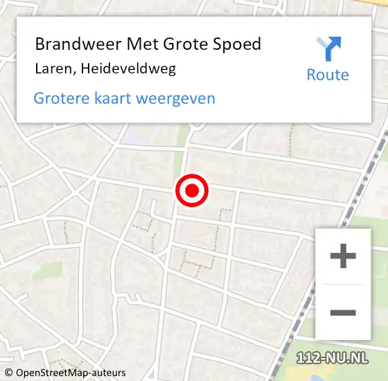 Locatie op kaart van de 112 melding: Brandweer Met Grote Spoed Naar Laren, Heideveldweg op 29 januari 2023 17:04